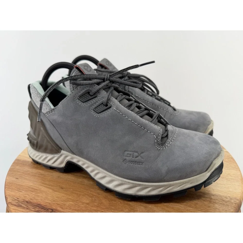 ECCO Exohike Low Gore-Tex Hiking‎ Shows Gray Nubuck Womens 39 US 8-8.5